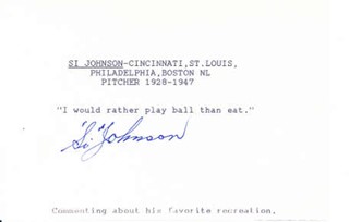 Si Johnson autograph