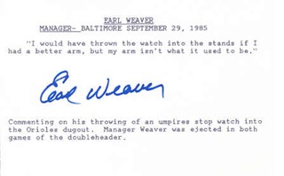 Earl Weaver autograph