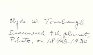 Clyde W. Tombaugh autograph