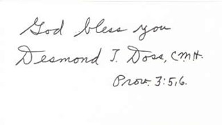 Desmond Doss autograph