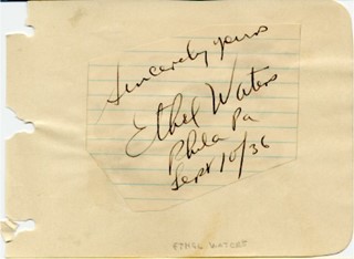 Ethel Waters autograph