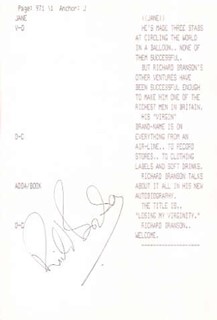 Richard Branson autograph