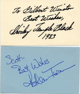 Shirley Temple & Kathleen Turner autograph