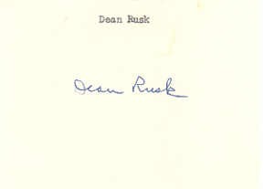 Dean Rusk autograph