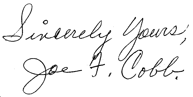 Joe Cobb autograph facsimile