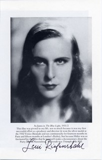 Leni Riefenstahl autograph