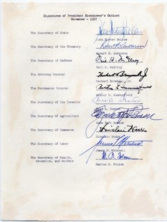 Eisenhower Cabinet 1957 autograph