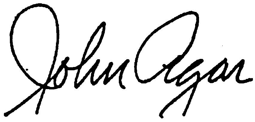 John Agar autograph facsimile