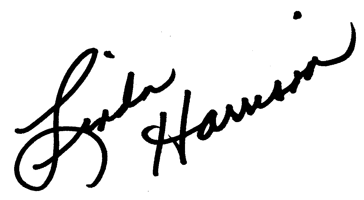 Linda Harrison autograph facsimile