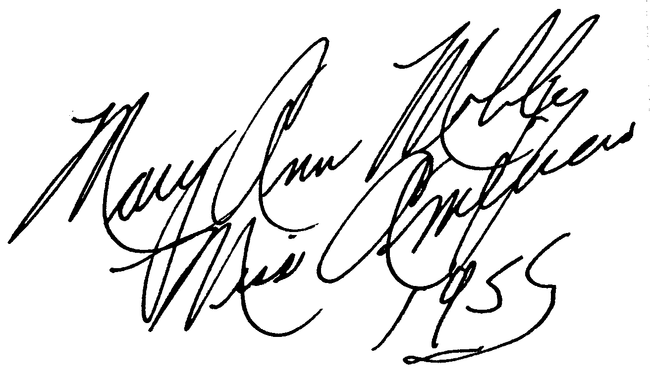 Mary Ann Mobley autograph facsimile